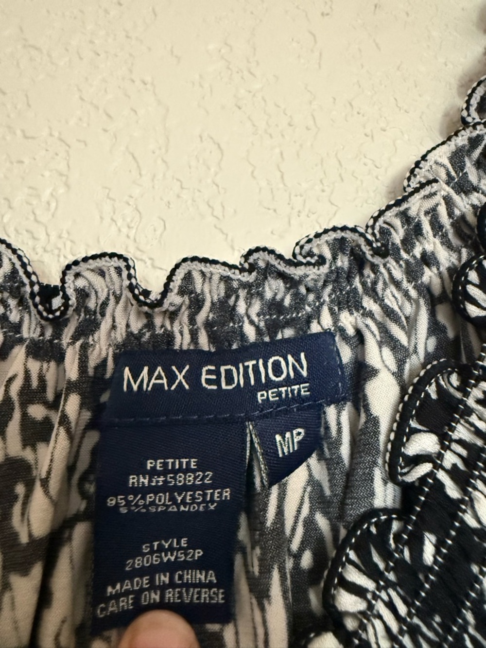 4 for $20 Max Edition Black & White Printed Midi Dress with Coral Hem Accent - Picture 3 of 3